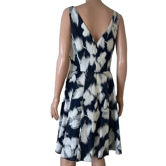 VERA WANG dress JACQUARD BLACK/IVORY FIT & FLARE Sleeveless DRESS~ SZ 8 - Picture 6 of 14